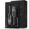 VARLKA Wedding Cake Knife and Server Set, Mr and Champagne Flutes with Wedding Cake Cutting Set for Bride and Groom Toasting (Clear) view 1