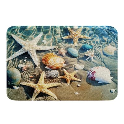 Coastal Beach Ocean Kids Bathroom Rugs Starfish Seashell Conch Bath Mats for Bathroom for Children Tropical Nature Theme Decor Bath Rugs for Shower Tub Sea Creatures Bathroom Accessories 20"x32"