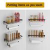 BESy Floating Shelves Wall Mounted Storage Shelves with Towel Rack Rails Bar, Paper Towel Holder with Shelf for Kitchen, Bathroom Tissue Roll Hanger, Black Metal Frame, Set of 2 White view 3