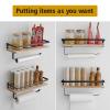 BESy Floating Shelves Wall Mounted Storage Shelves with Towel Rack Rails Bar, Paper Towel Holder with Shelf for Kitchen, Bathroom Tissue Roll Hanger, Matte Black Metal Frame, Set of 2 Natural view 3