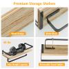 BESy Floating Shelves Wall Mounted Storage Shelves with Towel Rack Rails Bar, Paper Towel Holder with Shelf for Kitchen, Bathroom Tissue Roll Hanger, Matte Black Metal Frame, Set of 2 Natural view 4