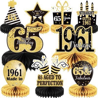 9PCS 65th Birthday decorations 65th birthday Centerpieces for Tables Decorations Vintage 1961 Honeycomb Table Topper Back in 1961 65th Birthday Decorations for Men and Woman 65 Years Birthday Party