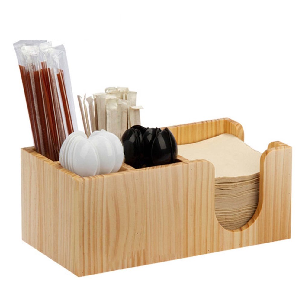 CARWERL Coffee Accessories Storage, Coffee Shop Condiment Storage Organizer, Restaurant Tissue Straw Sugar Packet Organizer Box, Countertop Dispenser for Home Lounge,1 Row