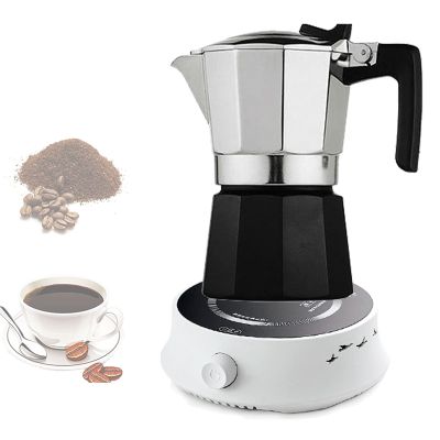 Aluminum Stovetop Espresso Maker,2-Cup(3 Oz - 90 Ml) Moka Pot,for Gas or Electric Stove Top,Classic Italian and Cuban Coffee Percolator,for Coffee Latte Mocha Cappuccino Macchiato,Black-2-Cup/800W