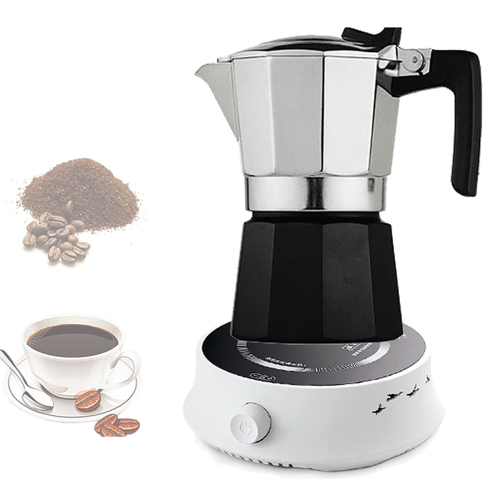 Aluminum Stovetop Espresso Maker,2-Cup(3 Oz - 90 Ml) Moka Pot,for Gas or Electric Stove Top,Classic Italian and Cuban Coffee Percolator,for Coffee Latte Mocha Cappuccino Macchiato,Black-2-Cup/800W