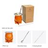 Argentina Yerba Mate Cup With Ceramic liner Straw Tea Gourd Mug One Bombilla Mate a Cleaning Brush (brown) view 3