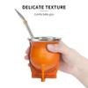 Argentina Yerba Mate Cup With Ceramic liner Straw Tea Gourd Mug One Bombilla Mate a Cleaning Brush (brown) view 4