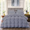 100% Organic Cotton 5 Piece Baffle Box Stitched Pinch Pleated Queen Comforter Set Lightweight Soft 600 GSM Light Grey Duvet Insert Queen (88'' x 92'') view 1