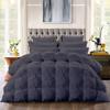100% Organic Cotton 5 Piece Baffle Box Stitched Pinch Pleated Olympic Queen Comforter Set Lightweight Soft 600 GSM Dark Grey Duvet Insert Olympic Queen (98'' x 98'') view 1
