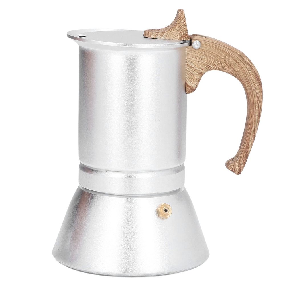 Silver Moka Pot Coffee Maker,Stovetop Espresso Maker,Classic Italian Stovetop Coffee Maker for Espresso,Moka,Cuban Coffee,Cappuccino, Latte and more,Fits Home,Travel(150ML)
