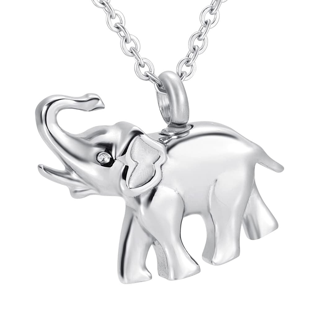 BIAIHQIE Stainless Steel Cute Elephant Eternity Keepsake Pendant Jewelry Memorial Funeral Ashes Holder Locket Pendant Urn