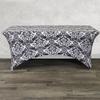 YOUR CHAIR COVERS - 6ft Black and White Damask Rectangular Spandex Table Covers Fitted Tablecloth Wedding Event Patio Decorations Elastic Fabric Stretch for Folding Table view 2