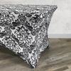 YOUR CHAIR COVERS - 6ft Black and White Damask Rectangular Spandex Table Covers Fitted Tablecloth Wedding Event Patio Decorations Elastic Fabric Stretch for Folding Table view 3