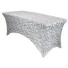 YOUR CHAIR COVERS - 8ft White and Silver Marbling Rectangular Spandex Table Covers Fitted Tablecloth Wedding Event Patio Decorations Elastic Fabric Stretch for Folding Table view 1