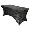 YOUR CHAIR COVERS Black & Silver Marbling 6ft Rectangular Spandex Fitted Tablecloth Wedding Event Patio Decorations Elastic Fabric Stretch Cover view 1