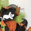 Happy Halloween Orange Black and Green Argyle Black Deco Mesh Wreath. Available in 24 inch and 28 inch diameters view 4