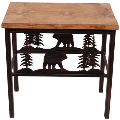 Furniture Barn USA Burnt Sienna and Stain Bench with Bear Accent