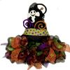 Halloween Witch Hat Purple Orange and Black Deco Mesh Door Or Wall Decor view 1