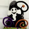 Halloween Witch Hat Purple Orange and Black Deco Mesh Door Or Wall Decor view 2