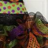 Halloween Witch Hat Purple Orange and Black Deco Mesh Door Or Wall Decor view 3