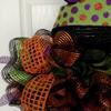 Halloween Witch Hat Purple Orange and Black Deco Mesh Door Or Wall Decor view 4