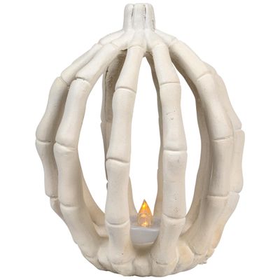 LED Lighted Skeleton Pumpkin Halloween Decoration - 6.25"