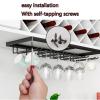 6 slots Wine Glasses Rack, Under Cabinet Stemware Hanger, glass cup Storage Hanger for Cabinet Kitchen Bar, Screw Install (Size : 60 * 22.5 * 6cm) view 3