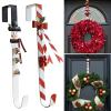 WKHOMEDECO 2 Pack Candy Cane Snowman Wreath Hangers for Front Door,Christmas Decoration Metal Over The Door Single Wreath Hook Ornament Door Wreath Hanger,Door Hanger for Wreath Front Door view 1