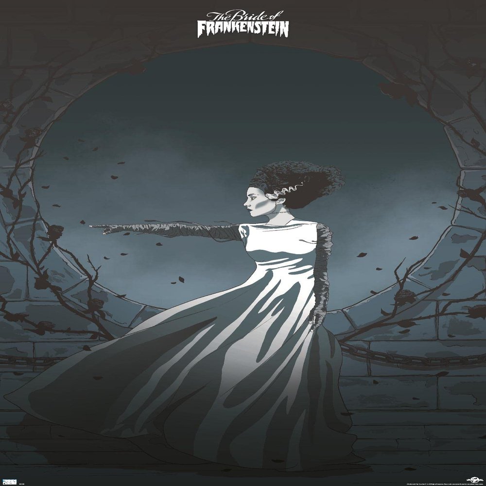 Trends International The Bride of Frankenstein - Illustration Wall Poster, 34L x 22.4W, Premium Unframed Version