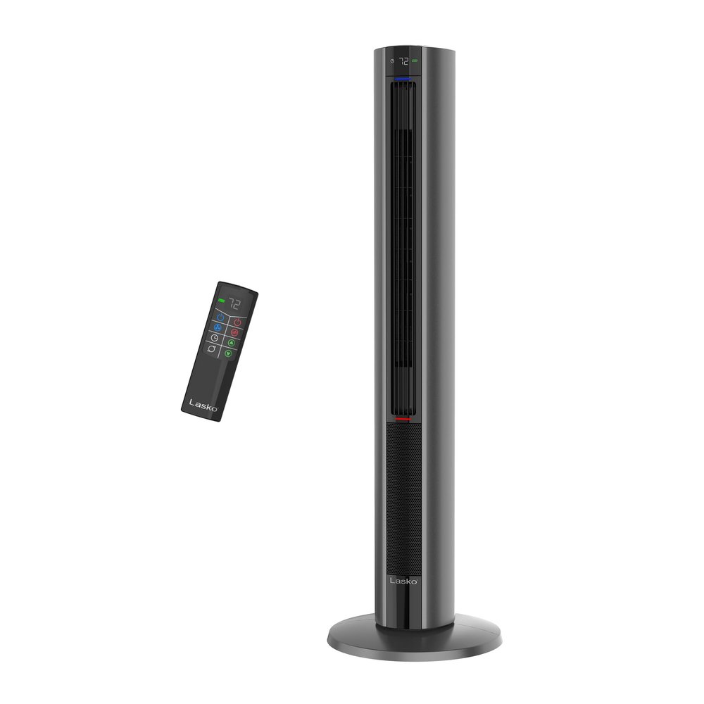 Lasko Oscillating All Season Tower Fan and Space Heater in One for Home with Adjustable Thermostat, Overheat Protection, 4 Fan Speeds, 3 Heat Settings and Remote, 42 Inches, 1500W, Gray, FH515