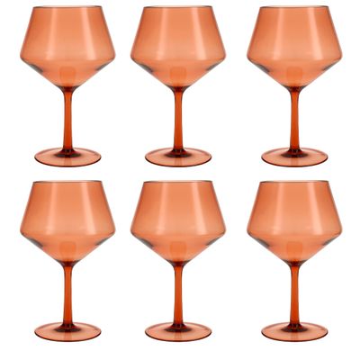 Fortessa Sole Outdoor Shatter Resistant BPA Free Premium Copolyester Plastic Drinkware 6 Pack, Terra Cotta Orange, Cabernet Glass
