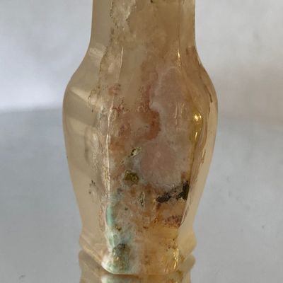 Bella-gems  35x20mm "Art Carving / Collectible"~Sakura Flower Agate 6-Sided Vase / Crystal Healing / Home Altar Deco - L1367