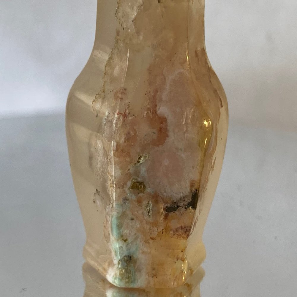  Bella-gems  35x20mm "Art Carving / Collectible"~Sakura Flower Agate 6-Sided Vase / Crystal Healing / Home Altar Deco - L1367