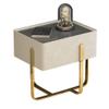 moisture Home Nightstand Nordic Creative White Bedside Table Living Room Bedroom Bedside Cabinet Glass Countertop Bedside Table Metal Table Frame Bed Side Nightstand (Color : Beige) view 1