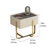 moisture Home Nightstand Nordic Creative White Bedside Table Living Room Bedroom Bedside Cabinet Glass Countertop Bedside Table Metal Table Frame Bed Side Nightstand (Color : Beige) view 3