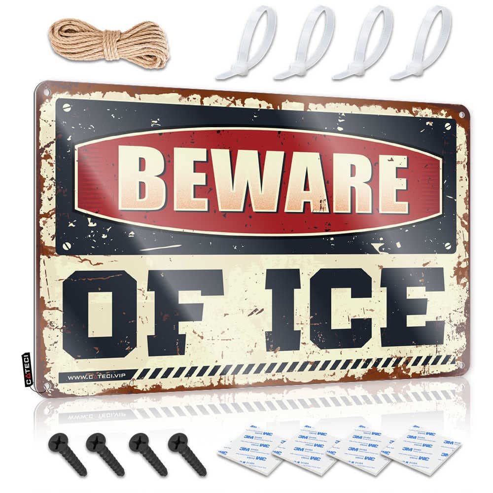 Metal Signage Beware of Ice Metal Sign Funny Metal Signs No Trespassing Tin Sign ( Size : 30X40CM )