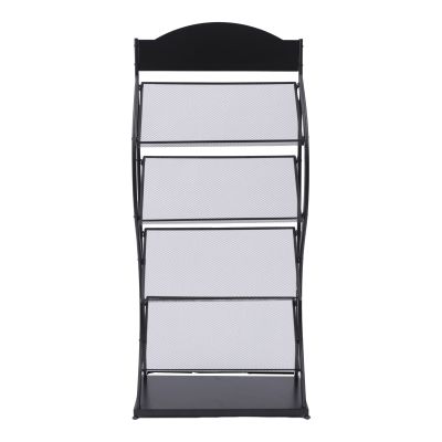 DYRABREST 4-Layer Iron Floor-Standing Magazine Rack, Display Stand, Newspaper Rack Display Rack Manual Book Rack Brochures or Documents in Exhibitions, Shopping Malls, Hospitals, Offices (Black)