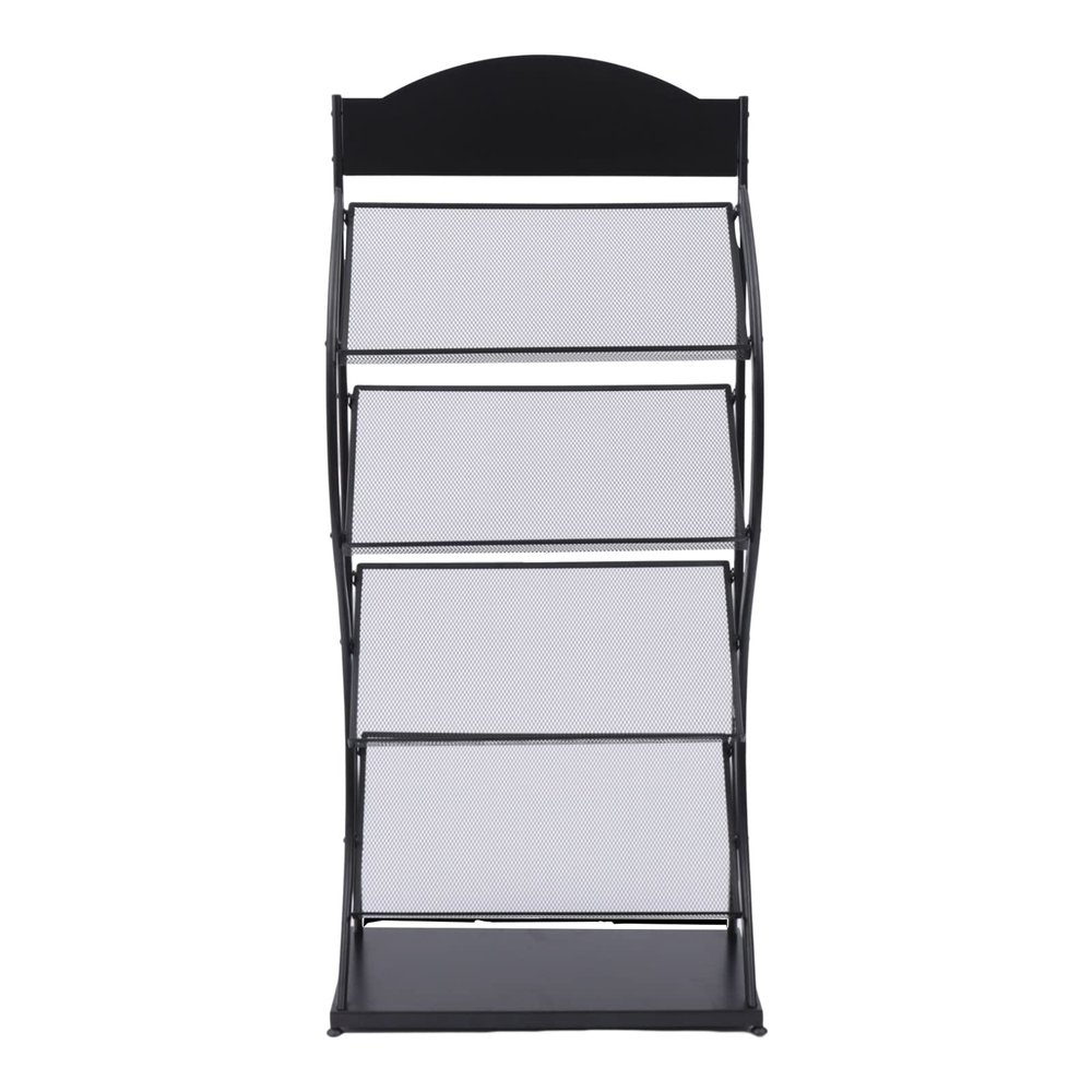 DYRABREST 4-Layer Iron Floor-Standing Magazine Rack, Display Stand, Newspaper Rack Display Rack Manual Book Rack Brochures or Documents in Exhibitions, Shopping Malls, Hospitals, Offices (Black)