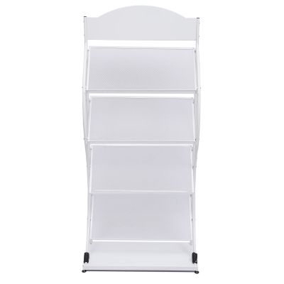 DYRABREST 4-Layer Iron Floor-Standing Magazine Rack Display Stand Newspaper Rack Display Rack Manual Book Rack Brochures or Documents in Exhibitions, Shopping Malls, Hospitals, Offices (White)
