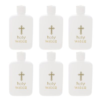 EXCEART 12 Pcs Holy Water Bottles Plastic 4Oz Catholic Holy Water Holder with Gold Cross Screw Cap for Church Baptism Religious Events