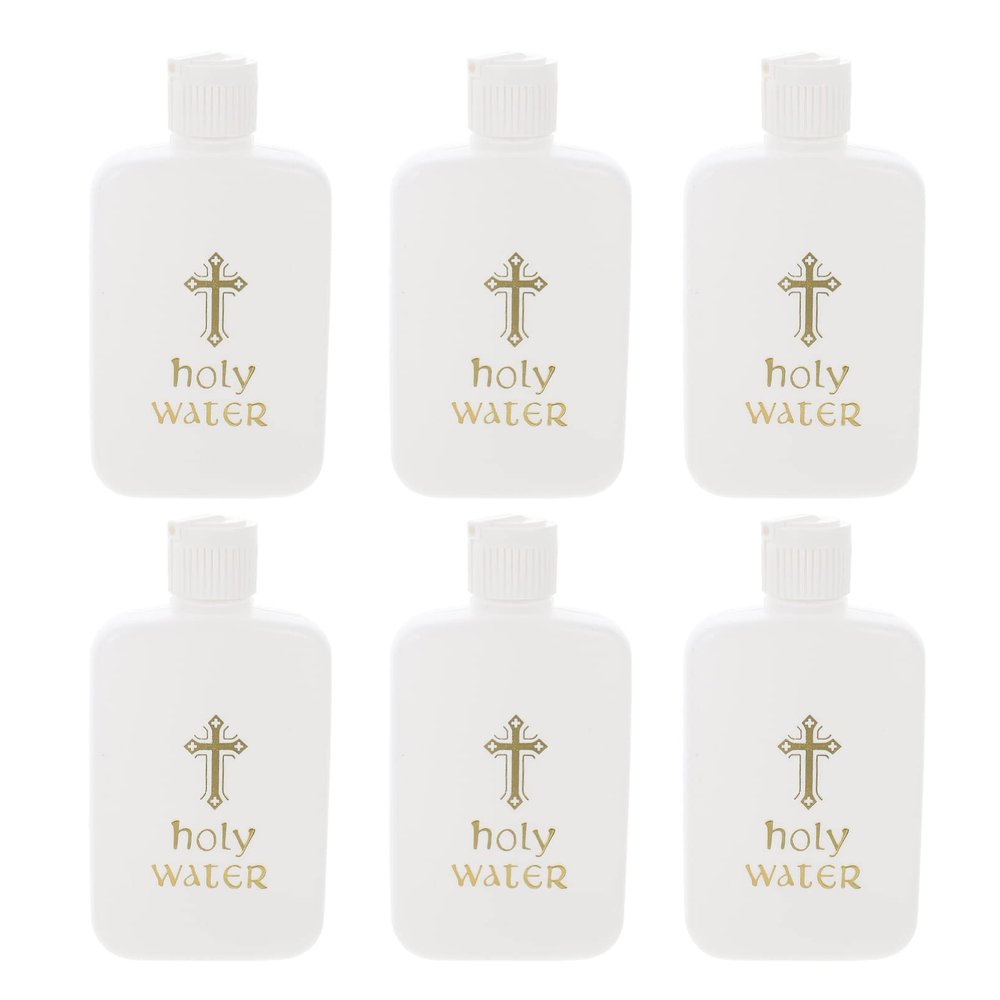 EXCEART 12 Pcs Holy Water Bottles Plastic 4Oz Catholic Holy Water Holder with Gold Cross Screw Cap for Church Baptism Religious Events