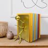 Ottimo Heavy Duty Metal Unique Office Desk Bookends for use as Bookshelf Decor, Home, Office or Kitchen Shelves. Unique, Cute and Decorative Book Stopper to Hold Books, Great Gift Idea (Gold) view 2