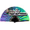 PandaTak Pride Festival Handheld Fan Large 13" Bamboo Hand Fan Foldable with UV Reactive Ink Funny Rave Accessory for Parties, Concerts, and Festival Outfits (Lemme See That Butt) view 1