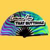 PandaTak Pride Festival Handheld Fan Large 13" Bamboo Hand Fan Foldable with UV Reactive Ink Funny Rave Accessory for Parties, Concerts, and Festival Outfits (Lemme See That Butt) view 2