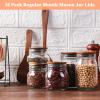 12Pack Regular Mouth Mason Jar Lids - Acacia Wooden Storage, Canning Ball Jar with Airtight Silicone Seal, Brown. view 2