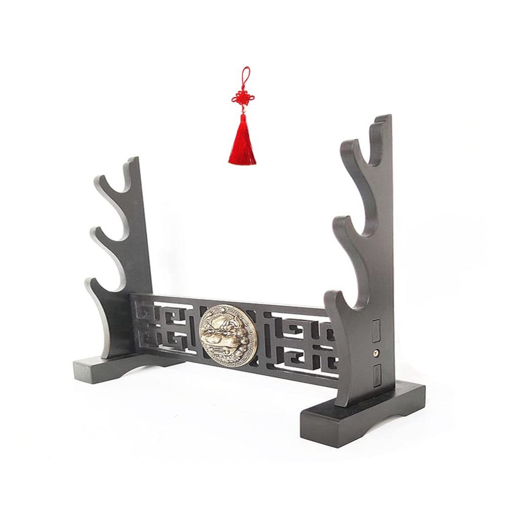 XMRISE Sword Holder Katana Samurai Stand Bracket Hanger Rack Classical Chinese Kirin Head Style Ornament,3Tier