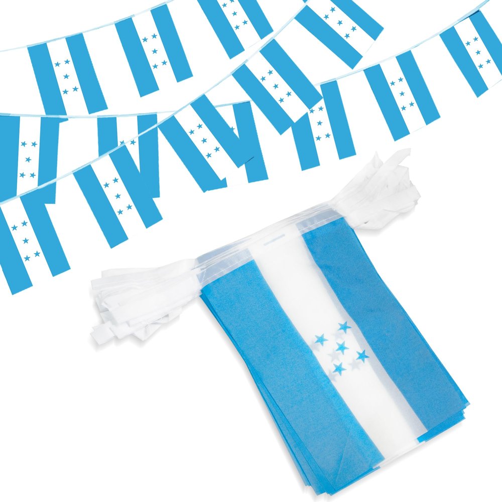 Anley Honduras String Flag Pennant Flags, Patriotic Events 15th of September Honduran Independence Day Decoration Sports Bars - 33 Feet 38 Flags