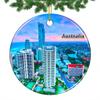 Australia Gold Coast SkyPoint Observation Deck Christmas Ornament 2022 Hanging Xmas Tree Pendant Decoration Double Sided Ceramic Souvenir Travel Gift 2.8 Inch view 1