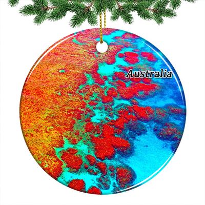 Australia Great Barrier Reef Christmas Ornament 2022 Hanging Xmas Tree Pendant Decoration Double Sided Ceramic Souvenir Travel Gift 2.8 Inch