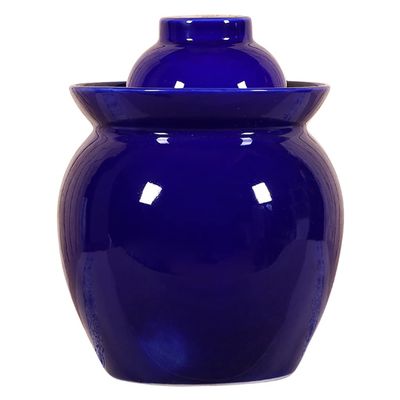 ZHOUXIAO Blue Porcelain Fermentation Kit Fermentation Jar Pickle Jar Container with Water Seal Airlock Lid,Thicken Large Capacity Ceramic Kitchen Container for Pickling Kimc blue-7KG